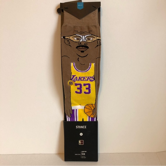 STANCE Los Angeles Lakers Kareem Crew Socks Large 558 Basketball Abdul Men NBA - Picture 3 of 7